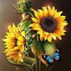 thumbnail image 1 of Kit Pintura Por Números Sobre Lienzo Arte Al Óleo Artesanal Imagen Girasol Del 20x20cm, 1 of 9