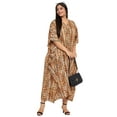 thumbnail image 1 of Oussum Robe Kaftan Longue Tribale Brun Pâle en Polyester Grande Taille pour Femmes, 1 of 7