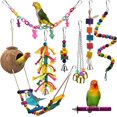 thumbnail image 1 of coco natural con escalera de colores Juguetes colgantes para masticar Hamaca Escalera de escalada Juguetes coloridos de pájaros con campanas para periquitos, pájaros del amor, pinzones ShuxiuWang 1327533084864, 1 of 5