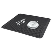 Unique Bargains Silicone Easy Clean Waterproof Dish Drying Mat Black 19.7*15.7 inch