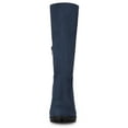 thumbnail image 2 of BLISSFUL STEP Women's Mid-calf Round Toe Block Heel Boots Navy Blue 8.5, 2 of 7