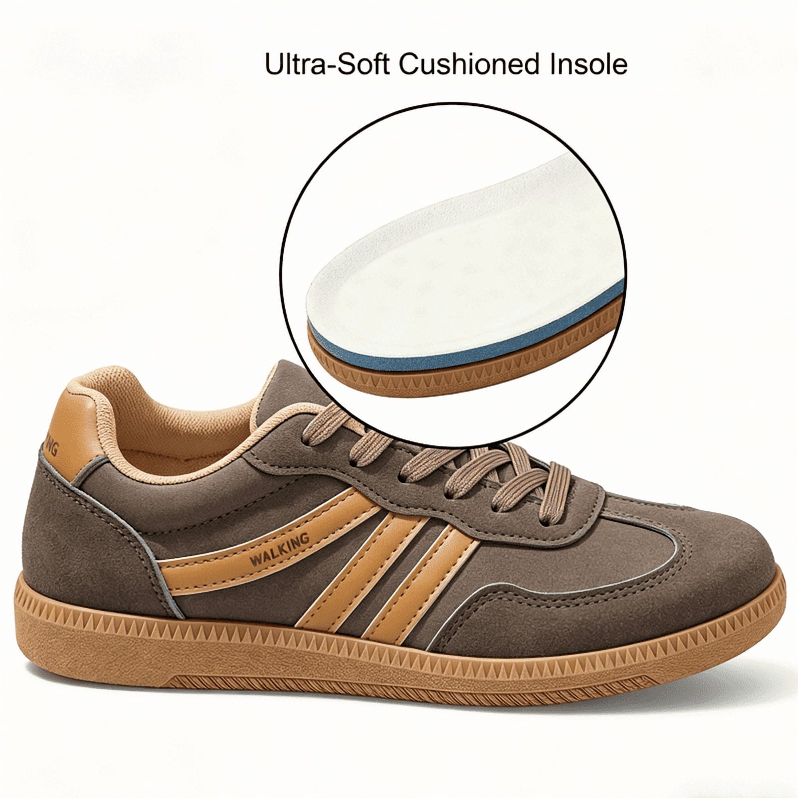 BERANMEY Women's Retro Fashion Sneakers Comfortable Casual Anti Slip Platform Low-Top Sneakers Lace Up Memory Foam Tennis Walking Skate Shoes