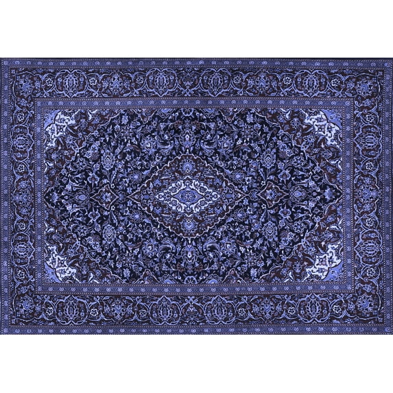 Ahgly Company Machine Washable Indoor Rectangle Persian Blue Traditional Area Rugs, 7' x 9'