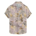 thumbnail image 3 of JURANMO Mens Fashion Casual Leaf Print Short Sleeve Shirt Summer Button Down Hawaiian Shirts Vacation Beach Tops Ofertas Relampago de Hoy Gray XL, 3 of 6