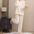 thumbnail image 4 of FNFYFH Fleece Pajama Set Women Warm Pjs 2 Piece Sets Top and Bottom Loose Loungewear Sherpa Sleepwear Winter Clothes, 4 of 7