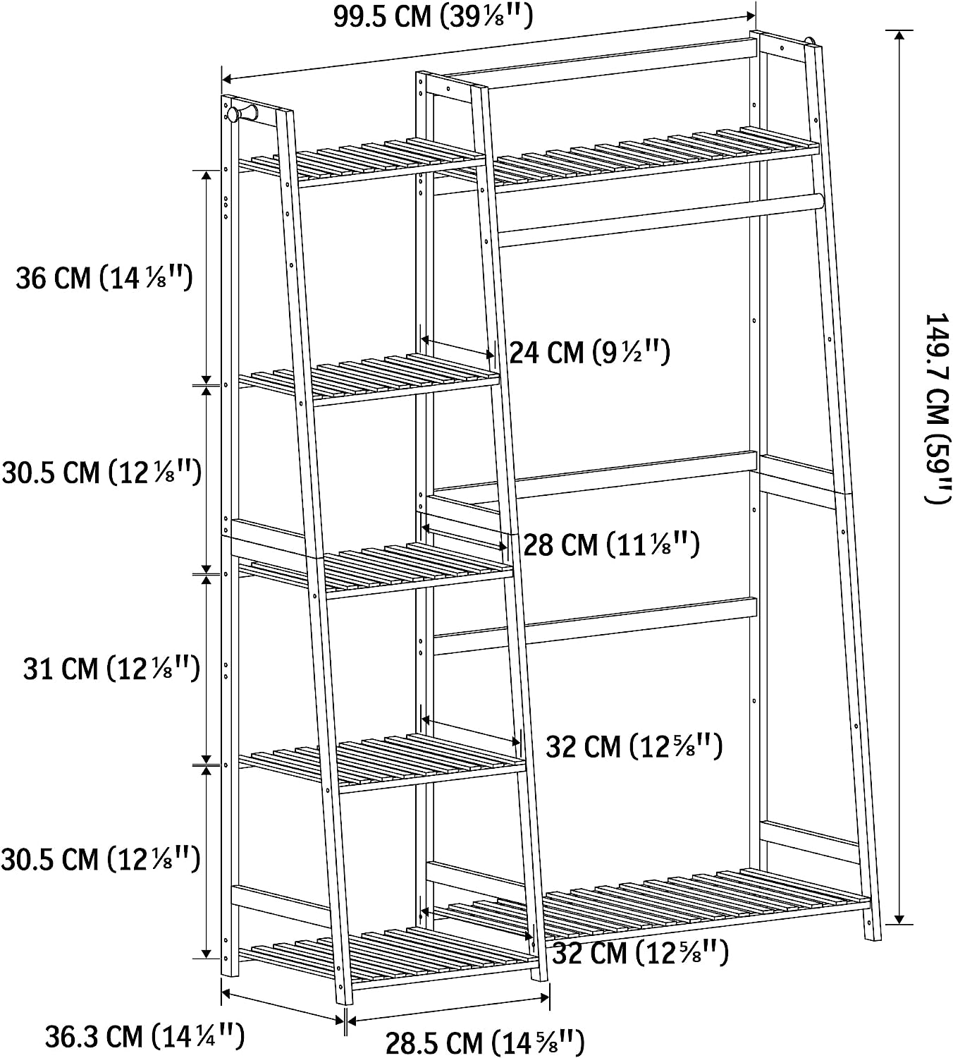 Wrightmaster White Wood Clothing Rack, Freestanding, 59-in Height