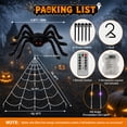 thumbnail image 4 of DAYBETTER Halloween Spider Web Lights, 5FT Giant Spider, 250 LED Holiday Lights, Remote Control Waterproof for Indoor Outdoor Yard Party Halloween Decorations (Purple & Orange), 4 of 7