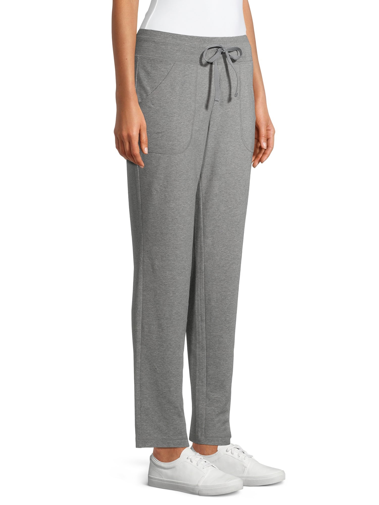 Buy Athletic Works Women's Relaxed Fit Dri-More Core Cotton Blend Yoga Pants,  Grey, S Petite at