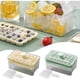 thumbnail image 1 of Bandeja para cubos de hielo con tapa y contenedor de almacenamiento - 56 cubitos cuadrados, diseño apilable de fácil liberación para congelador, verde y beige, 1 of 9