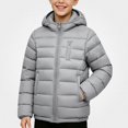 thumbnail image 3 of HAOTAGS Teen Boys Quilted Coat (9-17) Long Sleeve Hooded Zip Up Warm Winter Jacket Gray Size 11, 3 of 6