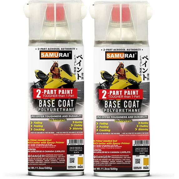 Samurai 2-Part Polyurethane Super Bike Base Coat Spray Paint (YELLOW, Pack of 2 Cans)