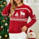 thumbnail image 4 of Suéter de cuello redondo de moda para mujer, suéter navideño de manga larga, suéter informal de cuello redondo, suéter para mujer, 4 of 8