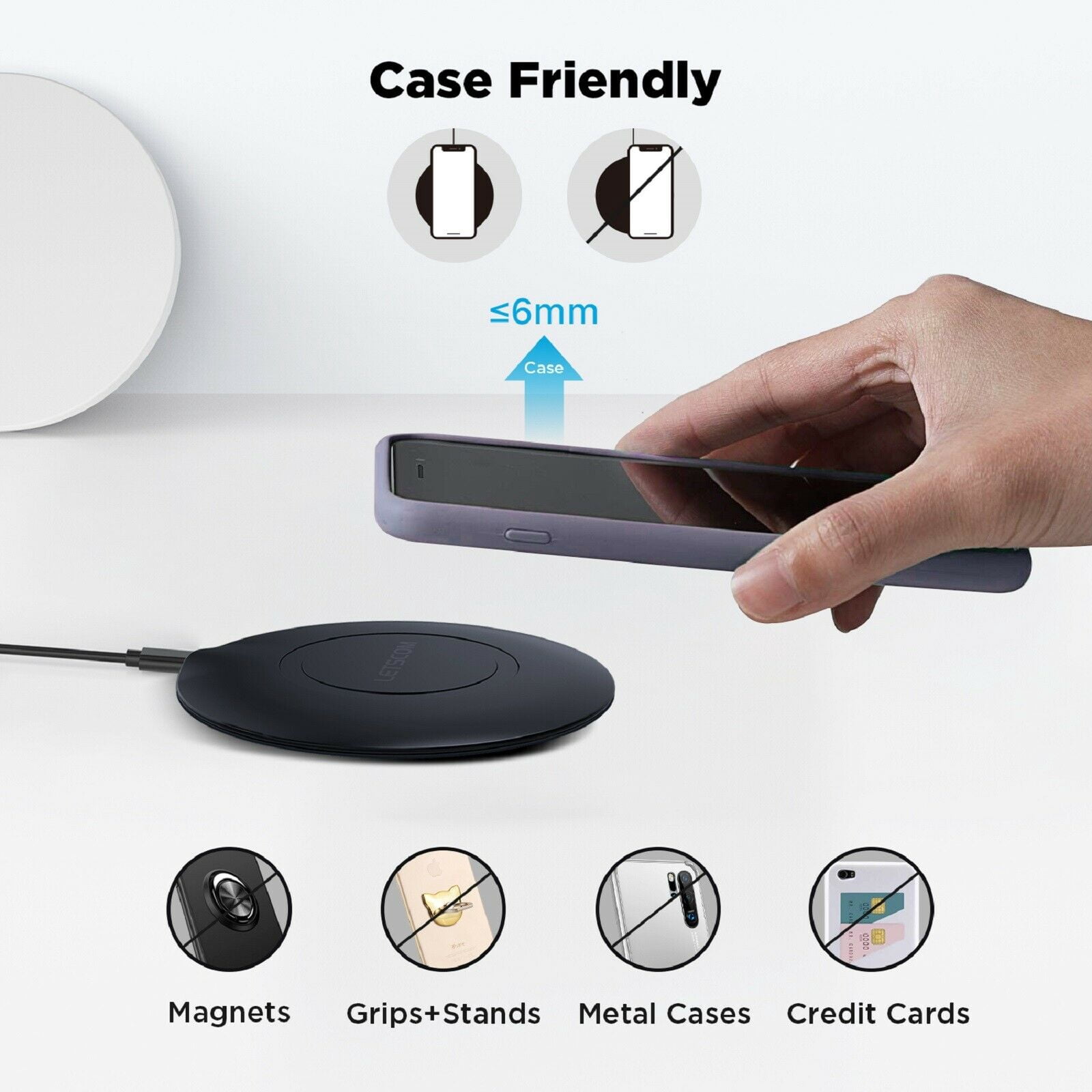15W Wireless Charger Compatible With iPhone 16e/17e - Fast Charging Pad Slim Quick Charge