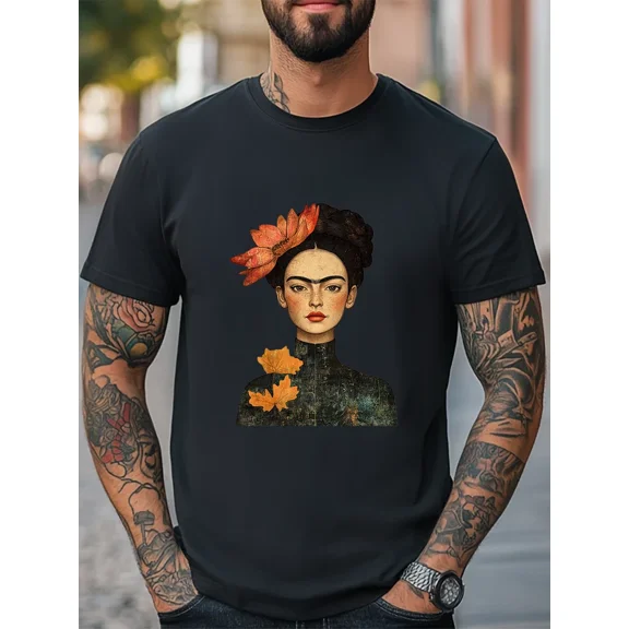 Frida Kahlo Artist Portrait Trendy Casual Art Lover Women Apparel Unisex T-Shirt, up to Size 5XL