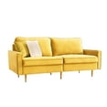 thumbnail image 1 of JULYFOX Milieu du Siècle Moderne Bouton Velours Touffeté Canapé Causeuse, Jaune, 1 of 8