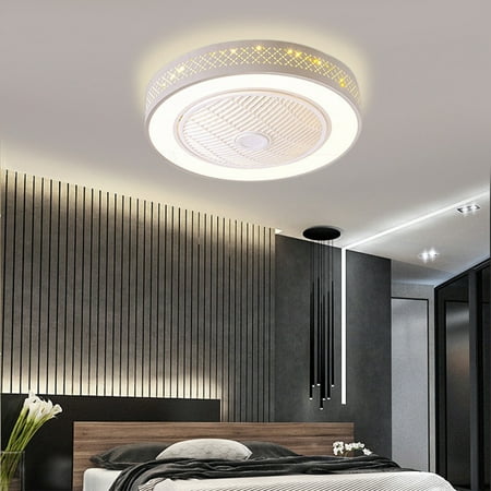 

Riforla Enclosed Ceiling Fans with Lights and Remote Low Profile Fandelier with 3 LED Lighting Colors 3 Wind Speeds Modern Plug in Fan for Bedroom and Living Room (Type-E-1)
