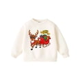 thumbnail image 2 of Crewneck Sweatshirt Kids Festive Fleece Crew Neck Long Sleeve Pullover Sweatshirt Hoodless Top White 5-6 Years, 2 of 5