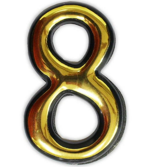 HAWK Gold Numeral 8 | Self-Adhesive Artisanal 4" Gold-Painted | Elegance & Versatility in Signage and Crafting | Versatile Usage for House & Event Signage