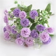 thumbnail image 4 of Xiao Hua 4 manojos de lilas simuladas, claveles, bolas bordadas, ramos de flores, decoraciones florales de plástico, decoraciones de boda, centro de mesa de comedor, morado, 4 of 5