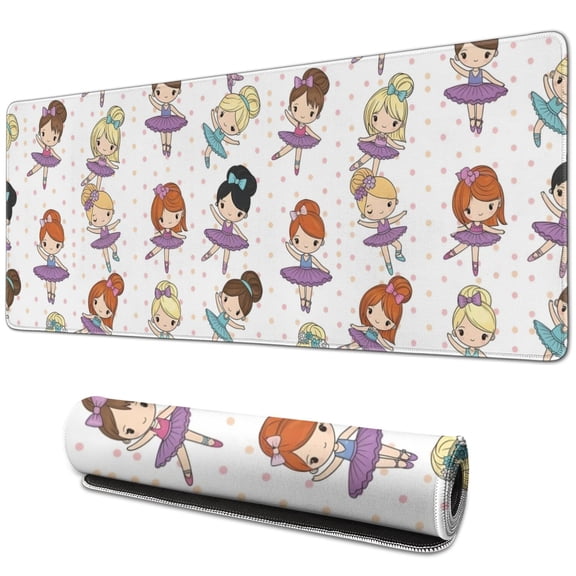 Long Mouse Pads for Desk,Ballet Dancer Princess Pattern Desk Mats on Top Of Desks, Desk Mouse Pad Extra Large with 3mm Non-Slip Base and Stitched Edge for Gaming,Office,Work,Home 31.5"x11.8"