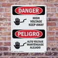 thumbnail image 4 of (2 Pack) High Voltage Keep Away Bilingual OSHA Danger Sign 12 Inch X 18 Inch Indoor / Outdoor Rust-Free Aluminum Metal Signs for Workplace, Workshop, and Construction Site, Made in the, 4 of 8