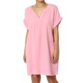 thumbnail image 1 of Robe Mini Babydoll en Gaze de Coton à Manches Courtes Col en V Décontractée pour Femmes, 1 of 7