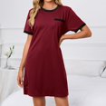 thumbnail image 5 of Dyegold Sundresses for Women Casual Beach - Sun Dresses Women Summer Casual Round Neck Short Sleeve Solid Color Loose Midi Sundress ​Plus Size Tshirt ​Party ​Dress, 5 of 6