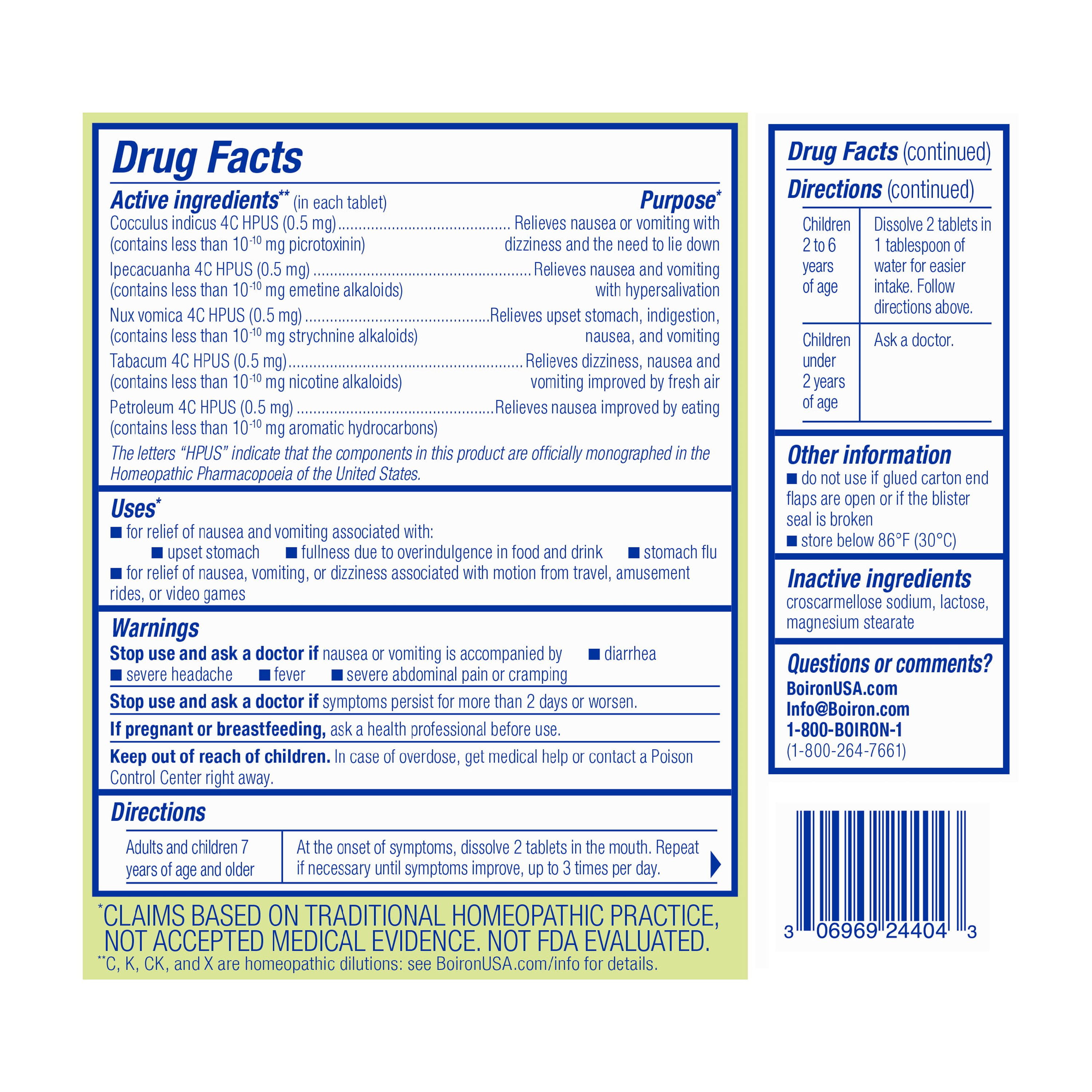 Boiron MotionCalm Relief For Nausea, Vomiting, Or Dizziness Associated With Motion Sickness Due To Travel, Amusement Rides, And Video Games Or VR - Non-Drowsy - 60 Count