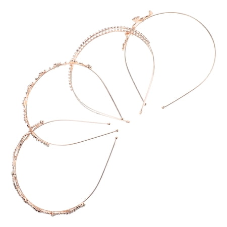 Phenofice 4Pcs Rhinestone Bridal Headbands Rose Wedding Hair Accessories Sparkly Pearls Metal Crowns