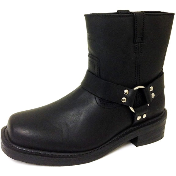 Men's Motorcycle Boots Short Genuine Leather Harness Engineer Biker Riding