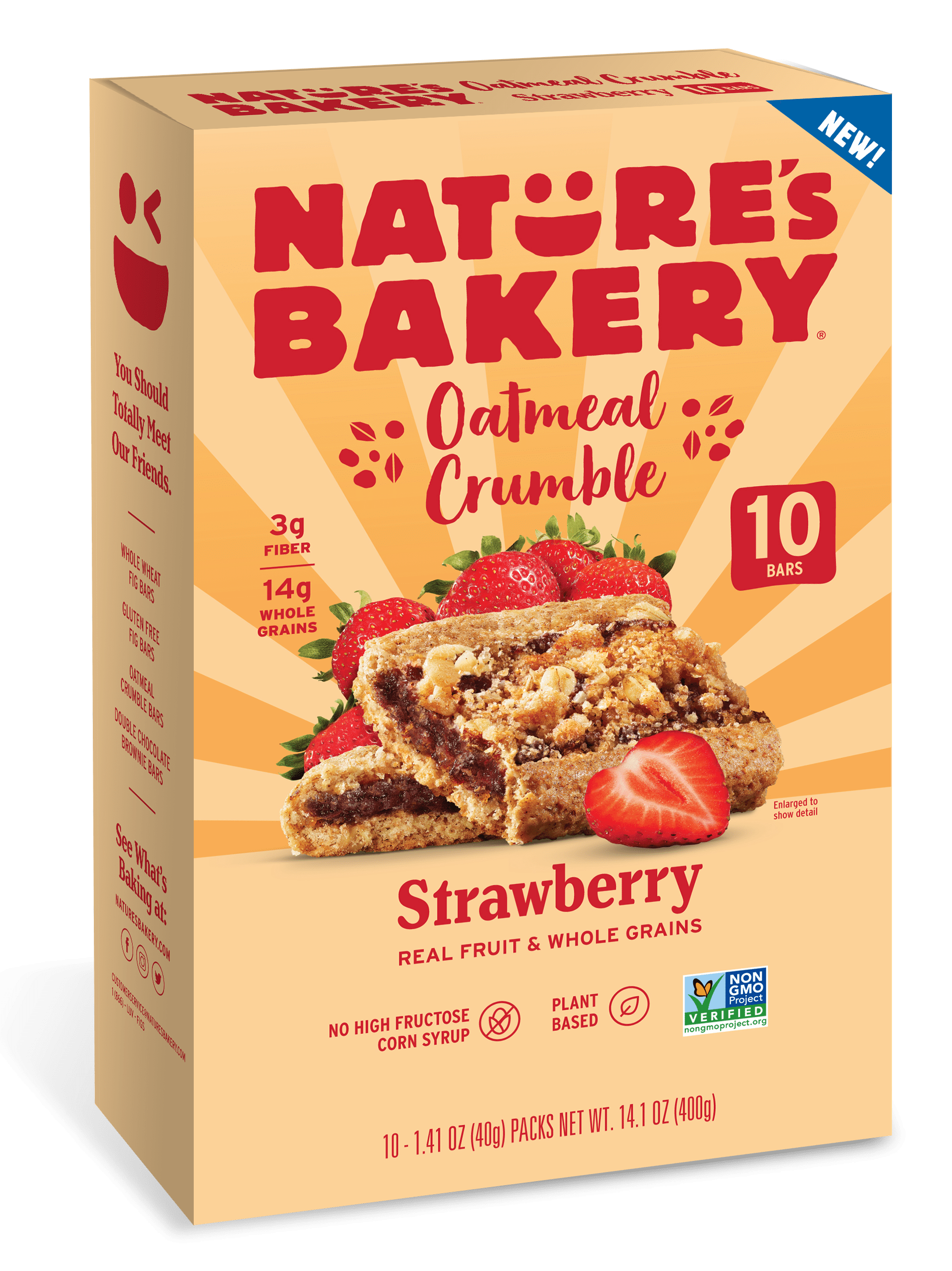 Nature's Bakery, Oatmeal Crumble, Strawberry, 10 Breakfast Snack Bars, 1.41 Oz each Walmart