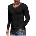 thumbnail image 1 of pstuiky Camisas casuales de manga larga para hombre, Camisa informal de manga larga con cuello en V y malla de color liso para hombre camisetas de hombre s, 1 of 6