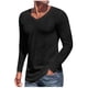 thumbnail image 1 of pstuiky camisas de manga larga para hombre, Camisa informal de manga larga con cuello en V y malla de color liso para hombre top de hombre xxl, 1 of 6