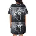 thumbnail image 6 of Susaid Heart Illustration Print Women's Pajama Set, Button-Up Sleepwear with Elastic Waist Shorts, Perfect for Lounging, Yoga, Beach, and Casual Wear-4X-Large, 6 of 7