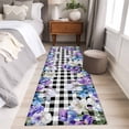 thumbnail image 5 of Spring Flowers Area Rugs Collection 2'x6', Watercolor Blossom Floral Black Plaid Non Slip Indoor Rectangle Throw Runner Rug Floor Mat Carpet for Living Room Dining Table Bedroom Nursery, 5 of 9