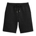 thumbnail image 4 of Hogleaql Men's Casual Shorts Trendy Quilted Drawstring Shorts Summer Beach Textured Stretch Loose Fit Workout Shorts with Pockets Black XL, 4 of 5