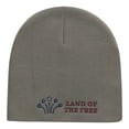 thumbnail image 5 of Freedom Reigns Phrase Embroidered Short Knitted Beanie - Grey OSFM, 5 of 5