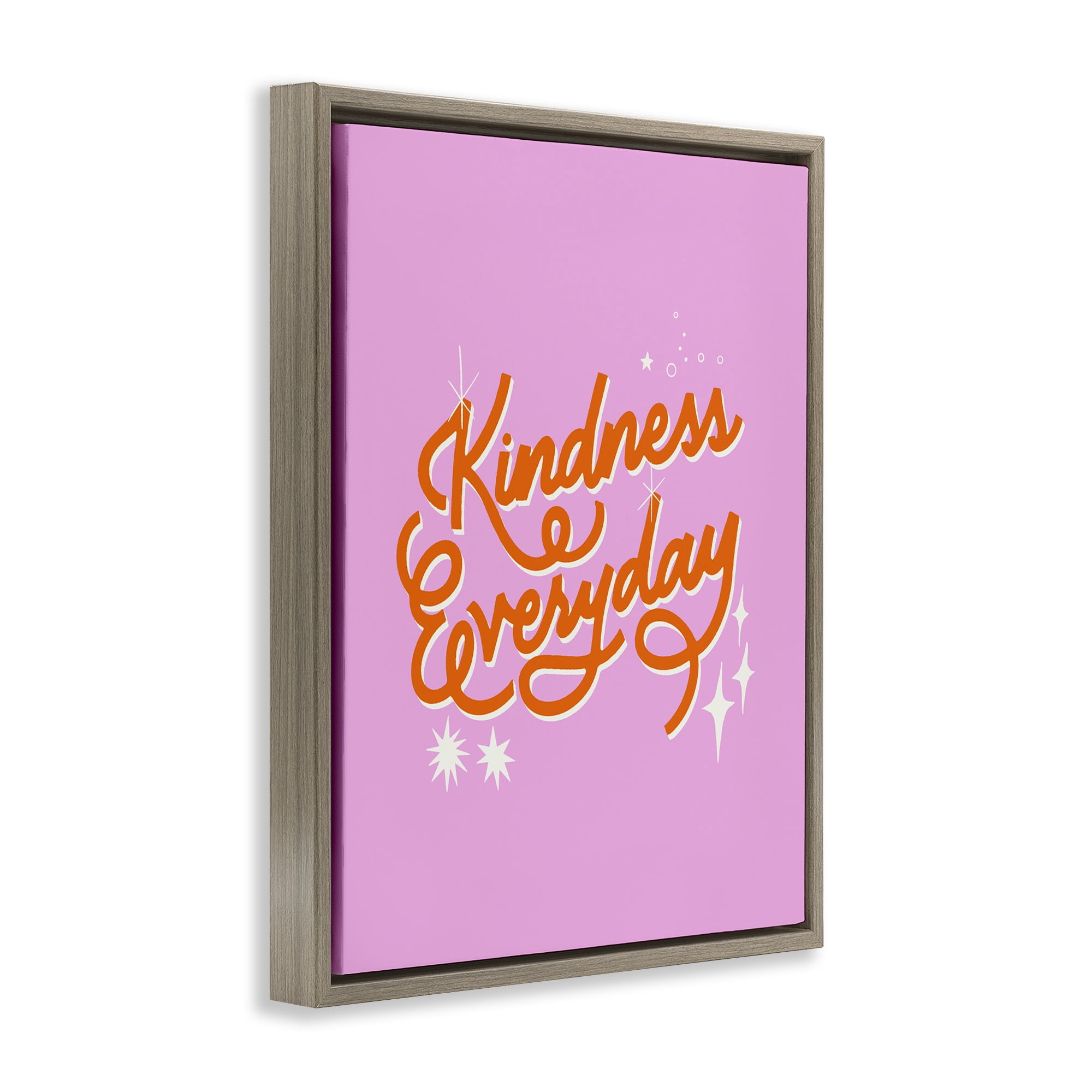 Stupell Industries Cursive Kindness Everyday Brown Framed Floater Canvas Wall Art, design by Indira Prieto | IndySign