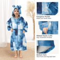 thumbnail image 3 of FORMRS Wearable Blanket Hoodie with Sleeves for Kids Cozy Flannel Sweatshirt, Blue Pattern, 3 of 7