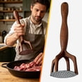 thumbnail image 2 of Wooden Ground Beef Masher, Heavy Duty Meat Chopper for Ground Beef, Natural Wood Hamburger Masher, Non-Scratch Meat Grinder for Nonstick Cookware, Kitchen Tool for Beef, Sausage, 1 Pcs, 11.0x3.14", 2 of 9