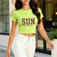 thumbnail image 2 of Women's Summer Cropped T Shirts Leopard Sun Graphic Print tees Short Sleeve Casual Crop Tops, 2 of 7