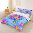 thumbnail image 3 of Erosebridal Watercolor Cartoon Mermaid Duvet Cover Set,Ocean Animals Bedding Full For Girls Kids 3 Pieces,No Comforter,Reversible, 3 of 6