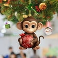 thumbnail image 2 of Christmas Tree Pendant Tree Monkey Pendant Christmas Pendant Book Stacking Ornaments Christmas Monkey Holding Christmas Acrylic Ornaments New Year Ornaments, 2 of 4