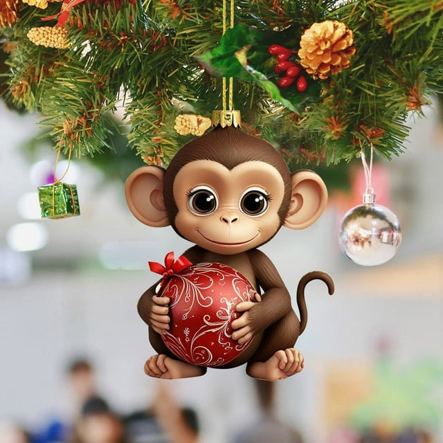 Pendentif de Sapin de Noël Pendentif Singe de Sapin Pendentif de Noël Livre Ornements Empilables Noël Lumineux Suspendu Noël Oeufs de Pâques de Noël Guirlande en Verre Perles Suspendues Voiture Guirlande de Noël en Verre