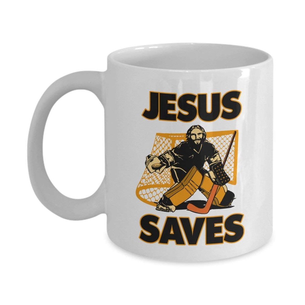 Cool Jesus The Hockey Goalie Saves Coffee & Tea Gift Mug Cup For A