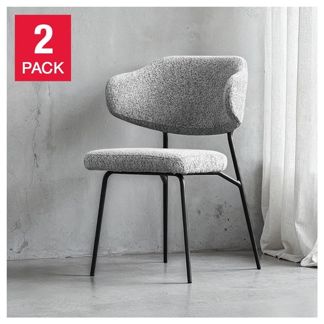 Mobital Clutch Fabric Dining Chair with Black Frame, 2-pack