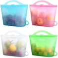 thumbnail image 1 of Sacs de Rangement Alimentaire en Silicone 4 Paquets de Sacs de Rangement Réutilisables (Debout) Adaptés pour le Stockage de Divers Aliments Congélation, Conservation, Cuisson, Chaleur, 1 of 5