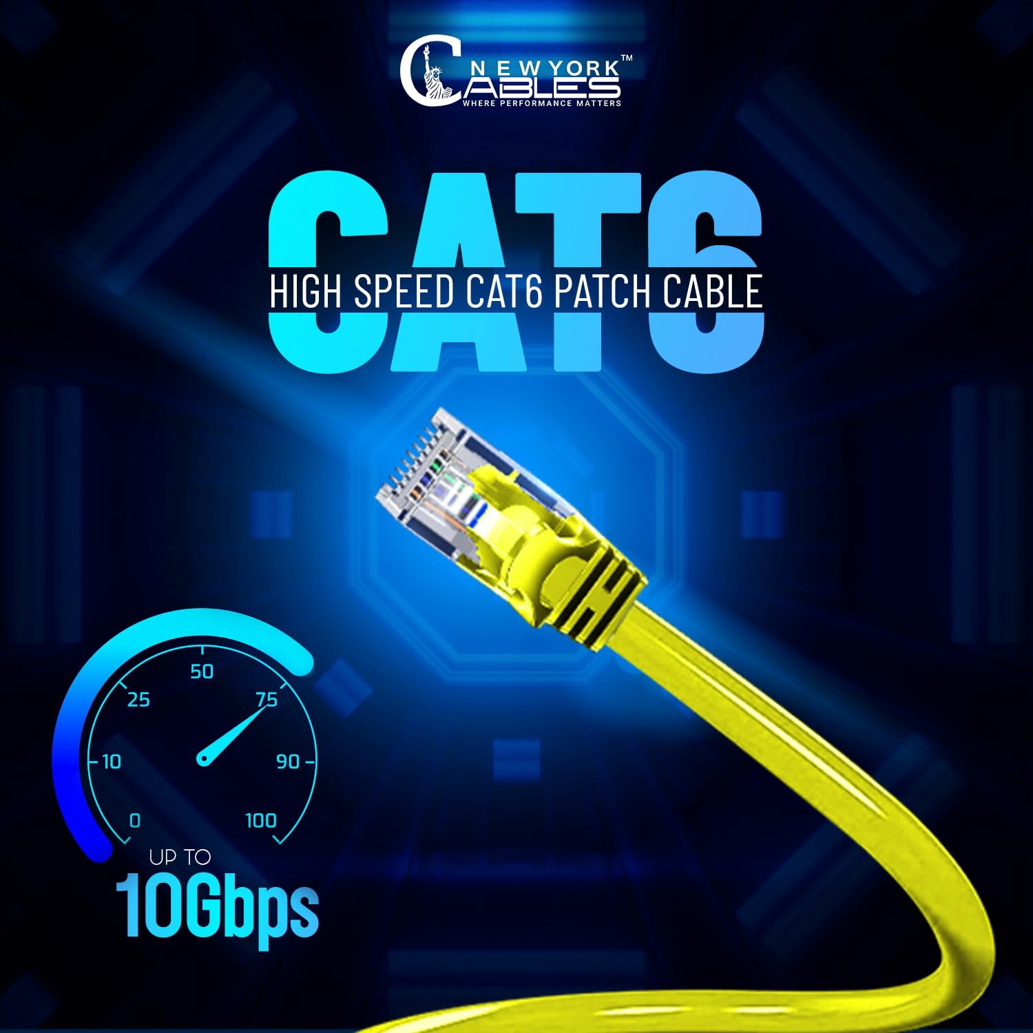 Cat6 Ethernet Cable 5-Pack 10ft RJ45 LAN UTP Cat 6 Network Patch Internet Cable Yellow