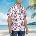 thumbnail image 2 of Lsque Violets Flowers pattern Hawaiian Shirt for Men, Unisex Summer Beach Casual Short Sleeve Button Down Shirts-Small, 2 of 9