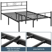 Renwick Jocelyn Modern Scroll Metal Platform Queen Bed, All Ages, Black